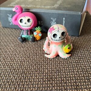 BNWT Set of 2 Colorful Furrybones Skeleton Figurine Set
